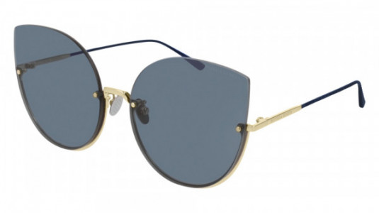 Bottega Veneta BV0204S Sunglasses, 003 - GOLD with BLUE temples and BLUE lenses
