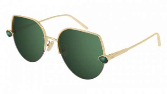 Boucheron BC0065S Sunglasses, 003 - GREEN with GOLD temples and GREEN lenses