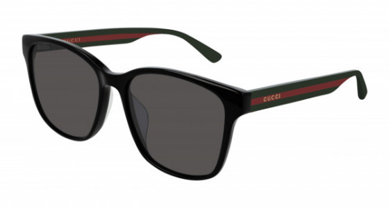 Gucci GG0417SK Sunglasses, 001 - BLACK with MULTICOLOR temples and GREY lenses