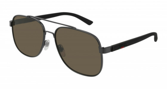 Gucci GG0422S Sunglasses, 002 - GUNMETAL with BLACK temples and GREY polarized lenses
