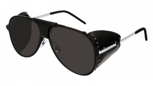 Saint Laurent CLASSIC 11 BLIND Sunglasses, 001 - BLACK with SILVER temples and BLACK lenses