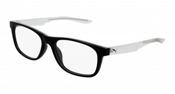 Puma PJ0030O Eyeglasses, 001 - BLACK with CRYSTAL temples and TRANSPARENT lenses