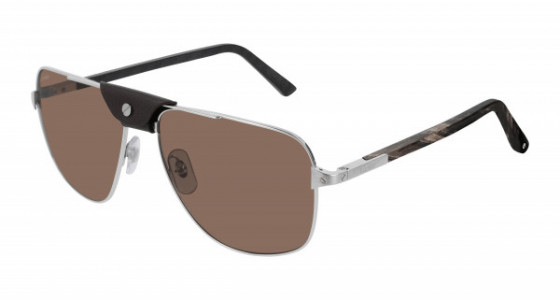 Cartier CT0097S Sunglasses, 004 - SILVER with BROWN polarized lenses