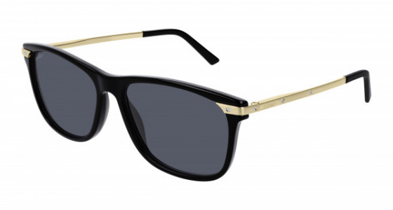 Cartier CT0104S Sunglasses, 001 - BLACK with GOLD temples and GREY lenses