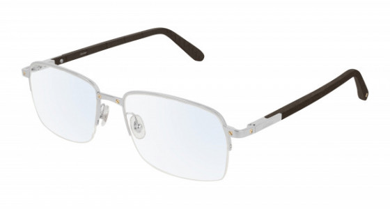 Cartier CT0100O Eyeglasses, 002 - SILVER with TRANSPARENT lenses