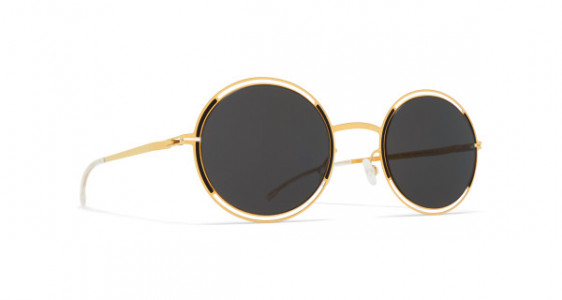 Mykita GISELLE Sunglasses, GOLD/JET BLACK - LENS: DARK GREY SOLID