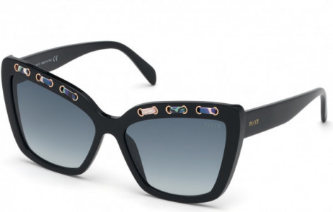 Emilio Pucci EP0101 Sunglasses, 01W - Shiny Black/ Gradient Smoke Lenses