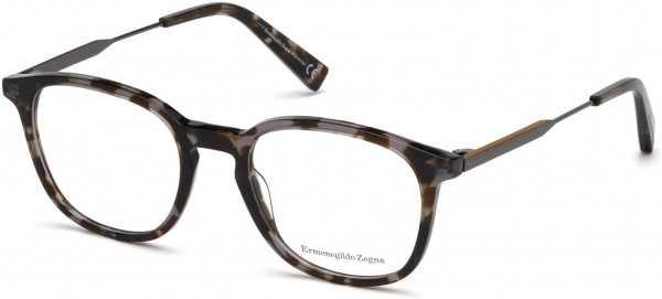 Ermenegildo Zegna EZ5140 Eyeglasses, 055 - Shiny Grey Havana, Shiny Dark Ruthenium, Vicuna Signature