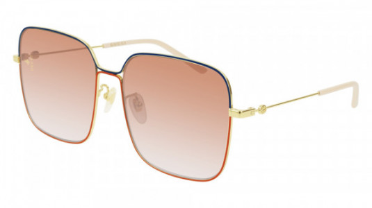 Gucci GG0443S Sunglasses, 005 - GOLD with ORANGE lenses