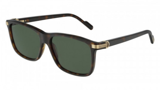 Cartier CT0160S Sunglasses, 002 - HAVANA with GREEN polarized lenses