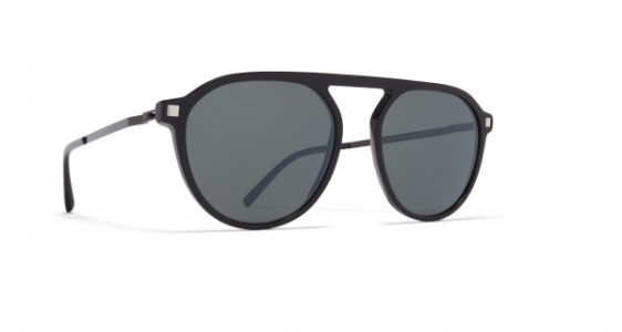 Mykita HELGI Sunglasses, C71 BLACK/SILVER/SHINY BLACK - LENS: MIRROR BLACK