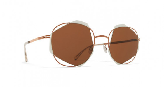 Mykita ACHILLES Sunglasses, SHINY COPPER/ANTIQUE WHITE - LENS: BROWN SOLID