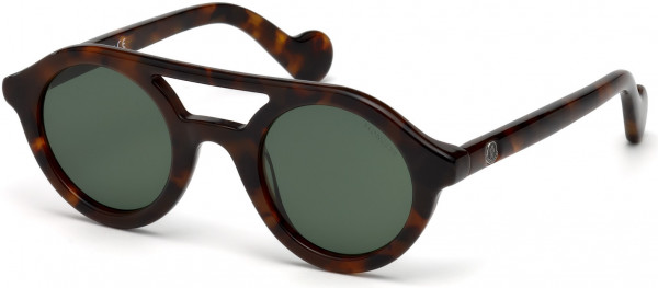 Moncler ML0014 Ml0014 Acetate Sungl Sunglasses, 52N - Shiny Havana / Green Lenses