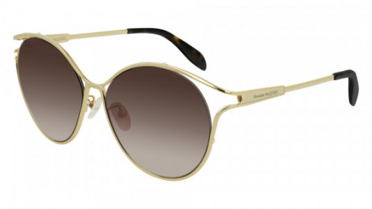 Alexander McQueen AM0210SA Sunglasses, 002 - GOLD with BROWN lenses