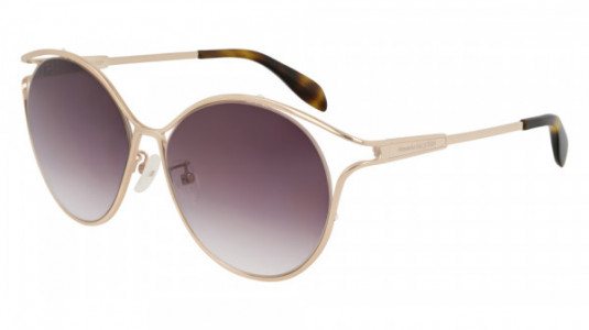 Alexander McQueen AM0210SA Sunglasses, 004 - GOLD with VIOLET lenses