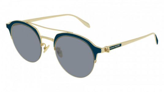 Alexander McQueen AM0214SA Sunglasses, 004 - GOLD with GREY lenses