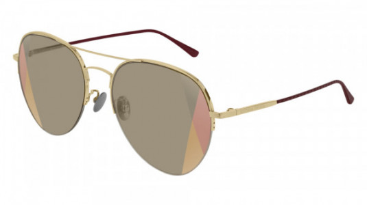 Bottega Veneta BV0247S Sunglasses, 007 - GOLD with BROWN temples and BROWN lenses