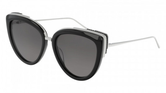 Boucheron BC0077S Sunglasses, 001 - BLACK with WHITE temples and GREY lenses