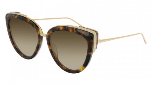 Boucheron BC0077S Sunglasses, 002 - HAVANA with GOLD temples and BROWN lenses