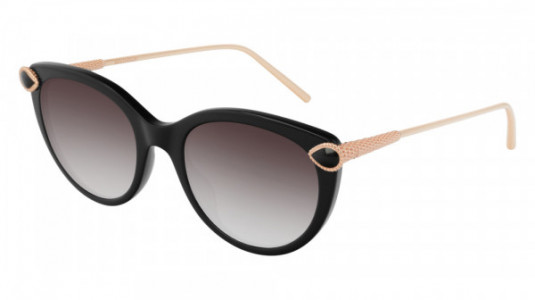 Boucheron BC0082S Sunglasses, 001 - BLACK with GOLD temples and GREY lenses