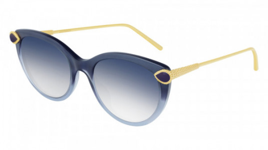 Boucheron BC0082S Sunglasses, 002 - LIGHT-BLUE with GOLD temples and LIGHT BLUE lenses