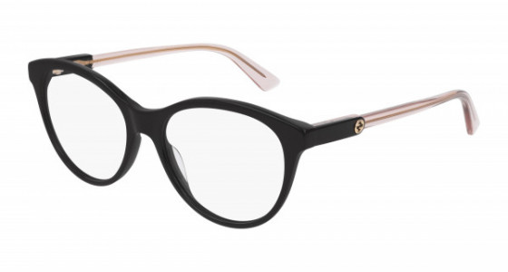 Gucci GG0486O Eyeglasses, 004 - BLACK with TRANSPARENT lenses
