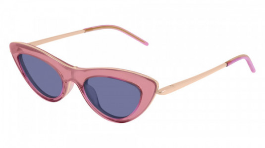Pomellato PM0063S Sunglasses, 003 - PINK with GOLD temples and BLUE lenses