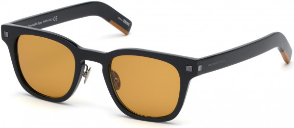 Ermenegildo Zegna EZ0125-F Sunglasses, 01E - Shiny Black, Vicuna/  Vicuna Tinted