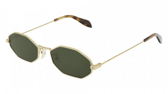 Alexander McQueen AM0211SA Sunglasses, 003 - GOLD with GREEN lenses