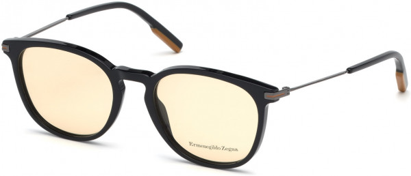 Ermenegildo Zegna EZ5150 Eyeglasses, 001 - Shiny Black, Vicuna / Vicuna Demo Lenses