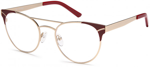Di Caprio DC179 Eyeglasses, Gold Burgundy