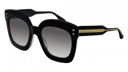 Bottega Veneta BV0238S Sunglasses, 001 - BLACK with CRYSTAL temples and GREY lenses