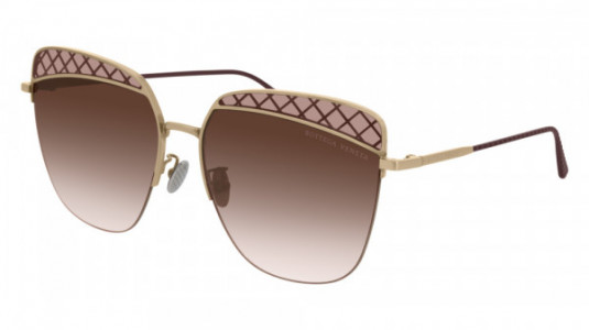 Bottega Veneta BV0250S Sunglasses, 002 - GOLD with BROWN temples and BROWN lenses