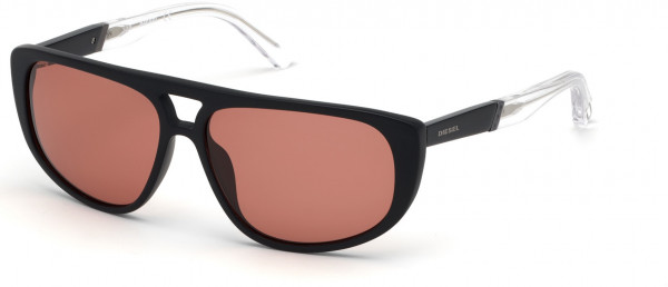 Diesel DL0300 Sunglasses, 02S - Matte Black / Bordeaux Lenses