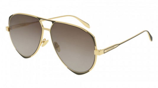Alexander McQueen AM0204S Sunglasses, 003 - GOLD with BROWN lenses