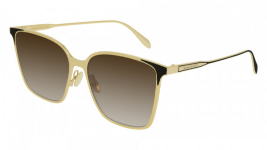 Alexander McQueen AM0205S Sunglasses, 003 - GOLD with BROWN lenses