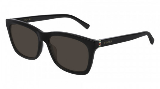 Gucci GG0449S Sunglasses, 001 - BLACK with GOLD temples and BROWN lenses