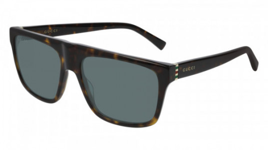 Gucci GG0450S Sunglasses, 002 - HAVANA with GOLD temples and GREEN lenses