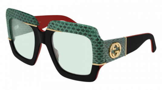 Gucci GG0484S Sunglasses, 003 - BLACK with GREEN lenses