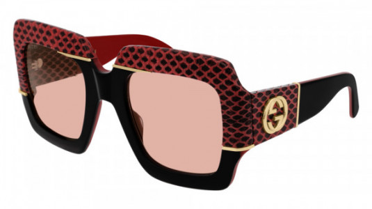 Gucci GG0484S Sunglasses, 004 - BLACK with PINK lenses