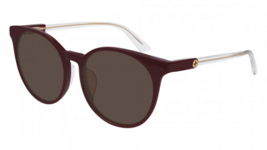 Gucci GG0488SA Sunglasses, 003 - BURGUNDY with BROWN lenses