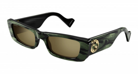 Gucci GG0516S Sunglasses, 014 - GREEN with BRONZE lenses