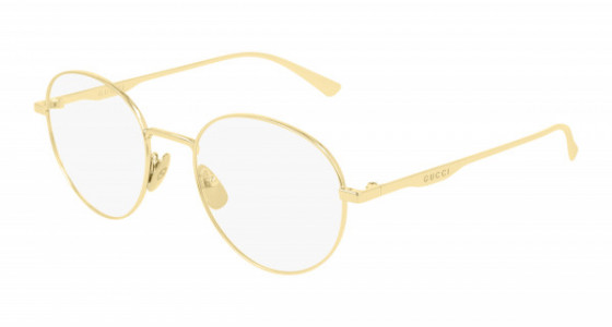 Gucci GG0337O Eyeglasses, 008 - GOLD with TRANSPARENT lenses