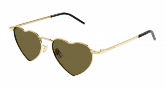 Saint Laurent SL 301 LOULOU Sunglasses, 015 - GOLD with BROWN lenses