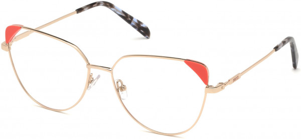 Emilio Pucci EP5112 Eyeglasses, 028 - Shiny Rose Gold, Coral Front Detail, Blue Havana Tips- Ss19 Adv. Style