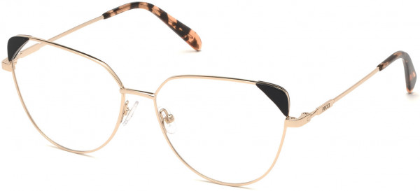 Emilio Pucci EP5112 Eyeglasses, 033 - Shiny Rose Gold, Black Front Detail, Havana Tips