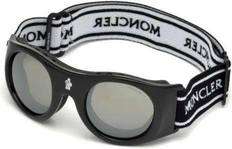 Moncler ML0051 Ml0051 Mask Sports Eyewear, 01C - Shiny Black / Smoke Mirror