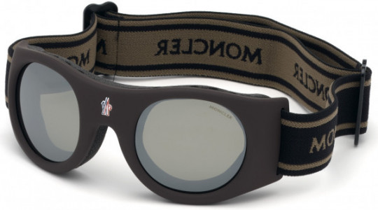 Moncler ML0051 Ml0051 Mask Sports Eyewear, 50C - Matte Dark Brown/ Black & Brown