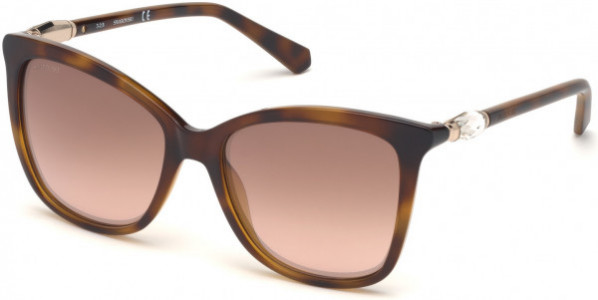 Swarovski SK0227 Sunglasses, 52G - Dark Havana / Brown Mirror Lenses