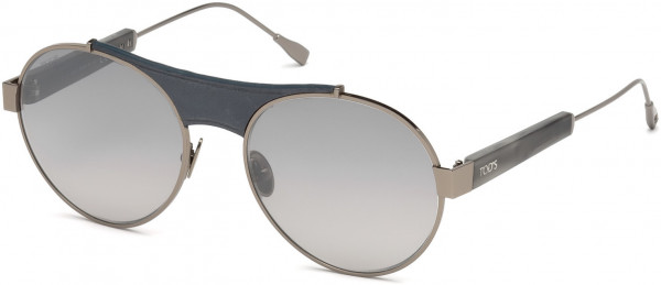 Tod's TO0216 Sunglasses, 14C - Light Ruthenium, Grey Leather, Grey/ Gradient Smoke W. Silver Flash